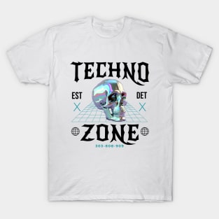 TECHNO - Techno Zone Skull (Black/Blue) T-Shirt